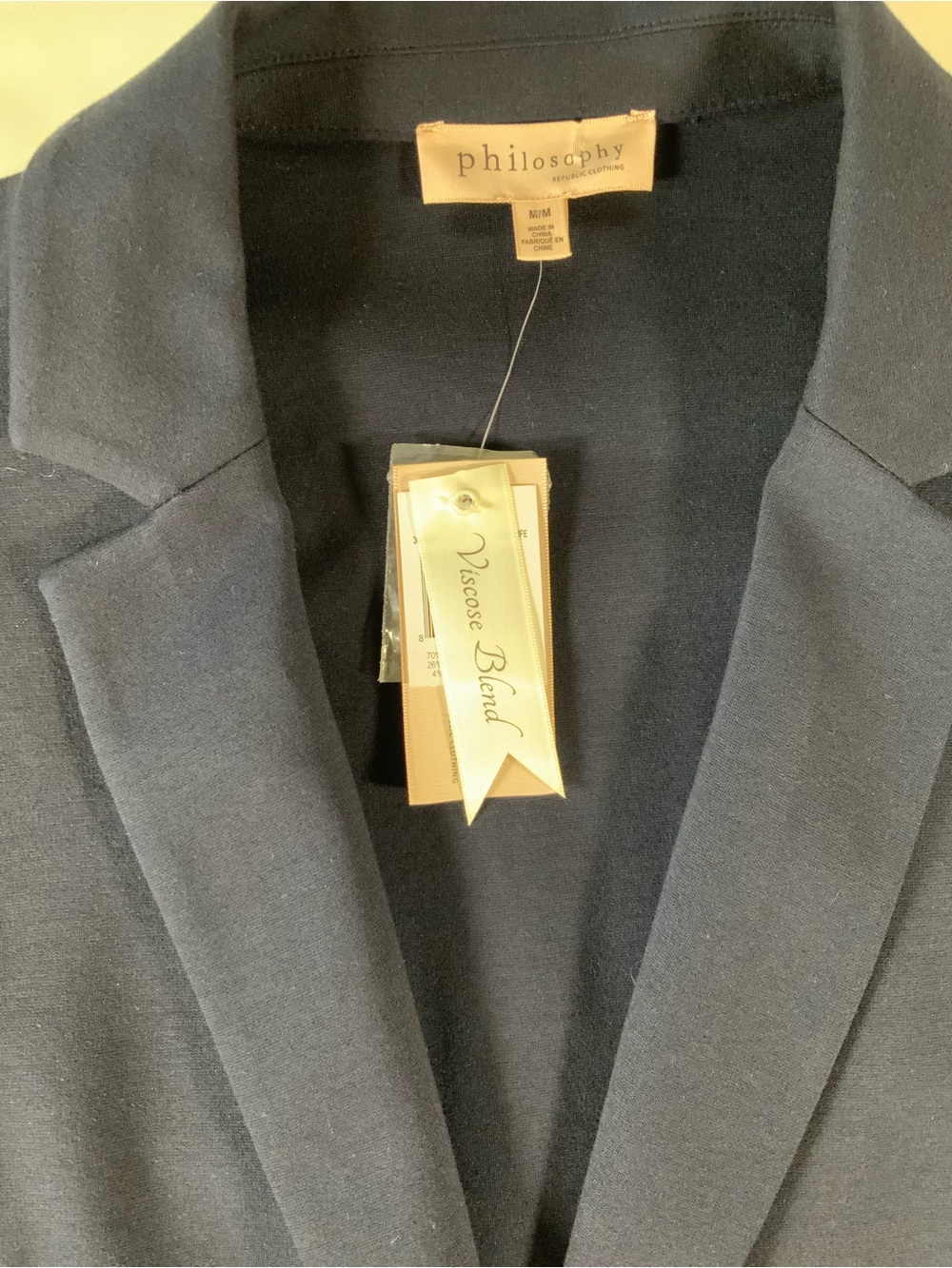 Philosophy dark navy open-front blazer